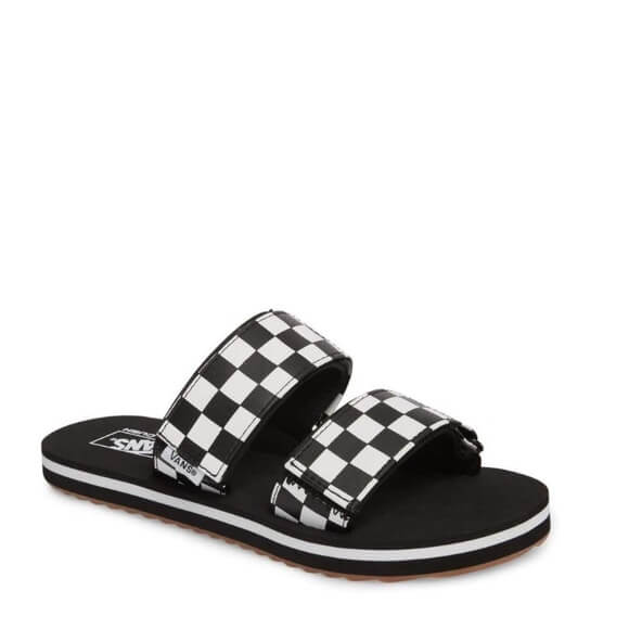 vans cayucas checkerboard womens slides