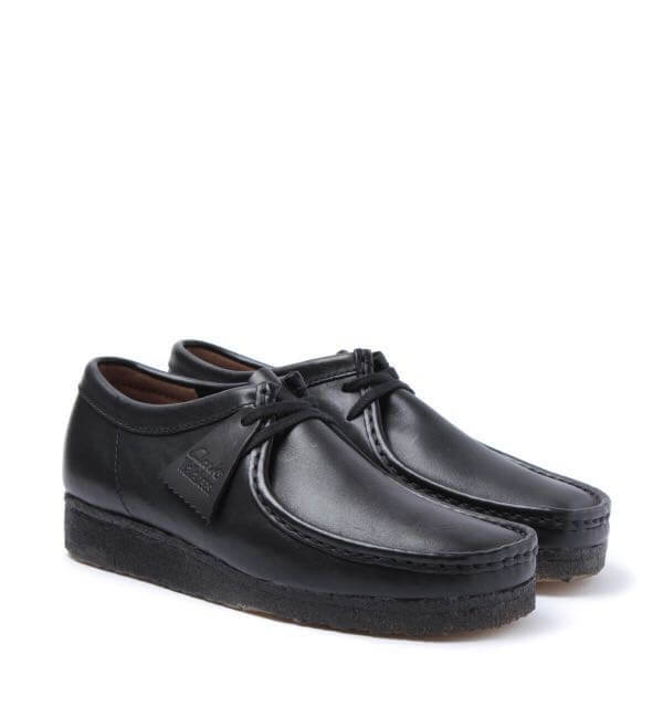 clarks wallabees black leather