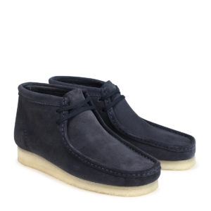 dark blue clarks wallabees