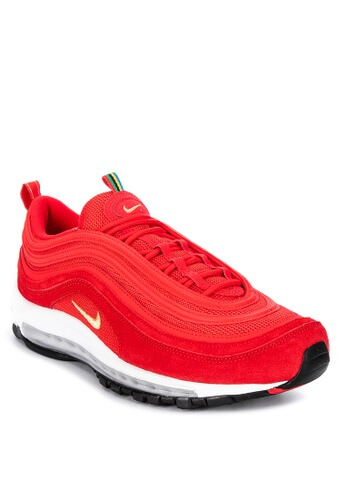 white and red nike 97